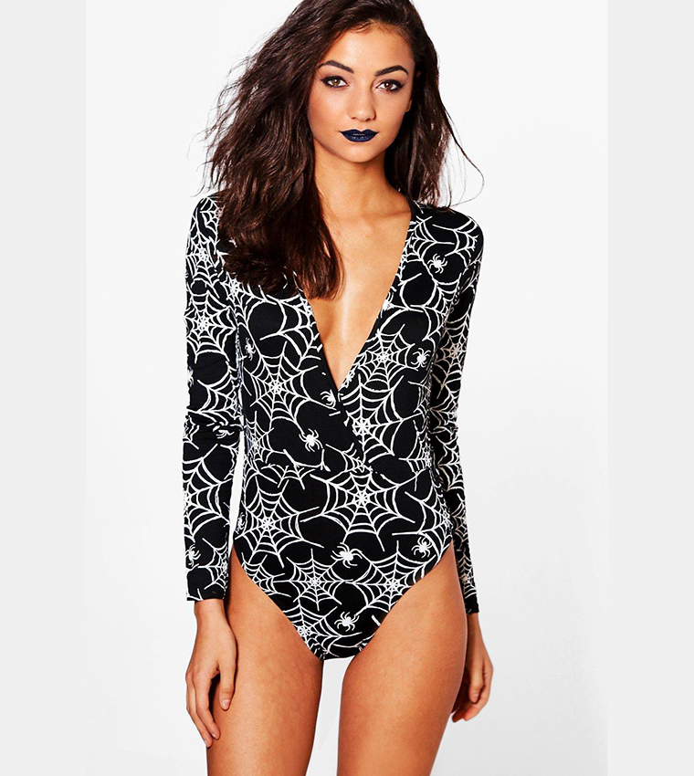 Boohoo Neoprene Mesh Detail Zip Swimsuit