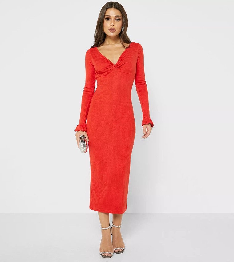Buy Little Mistress Cowl Neck Bodycon Dress In Red 6thStreet UAE