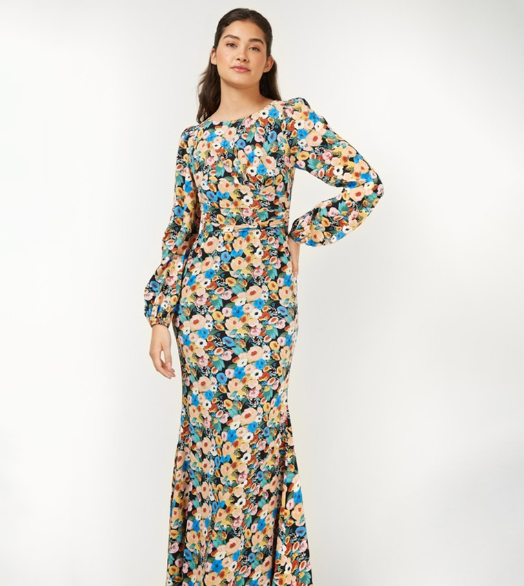 Little mistress long sleeve maxi dress best sale