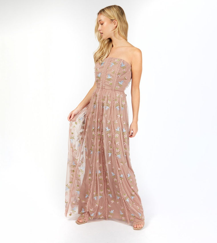 Little mistress embroidered maxi dress hotsell