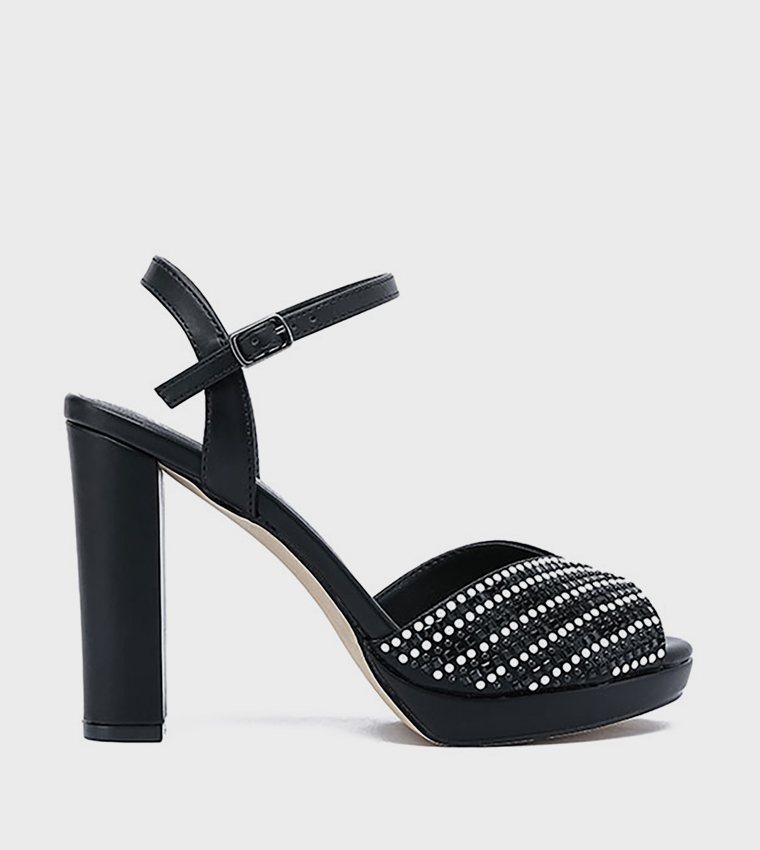 Embellished Platform Heel Sandals