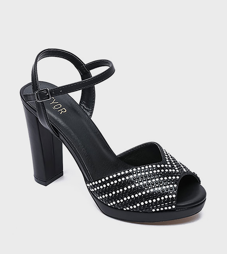 Embellished Platform Heel Sandals