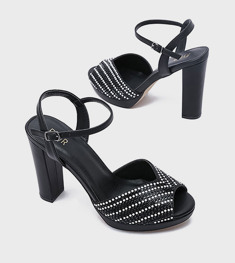 Embellished Platform Heel Sandals