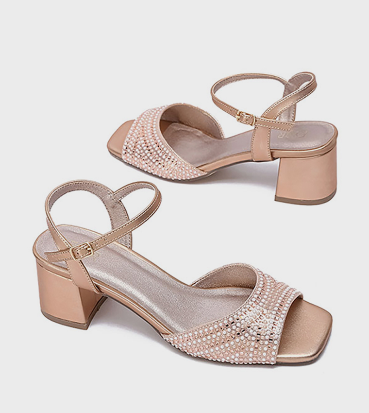 Embellished Block Heel Sandals