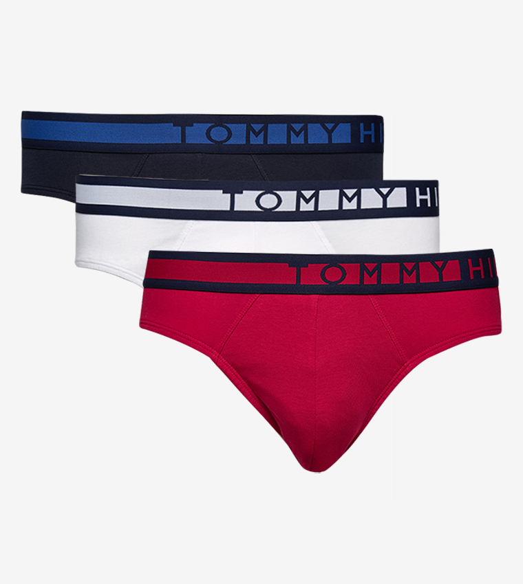 3 pcs brand logo elastic waistband briefs