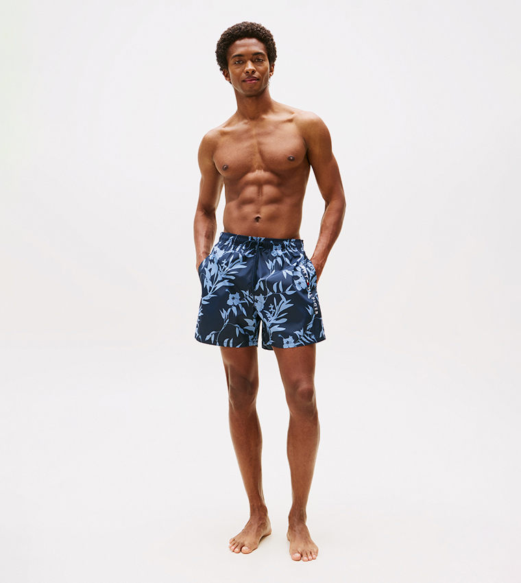 Printed Drawstring Waist Swim Shorts