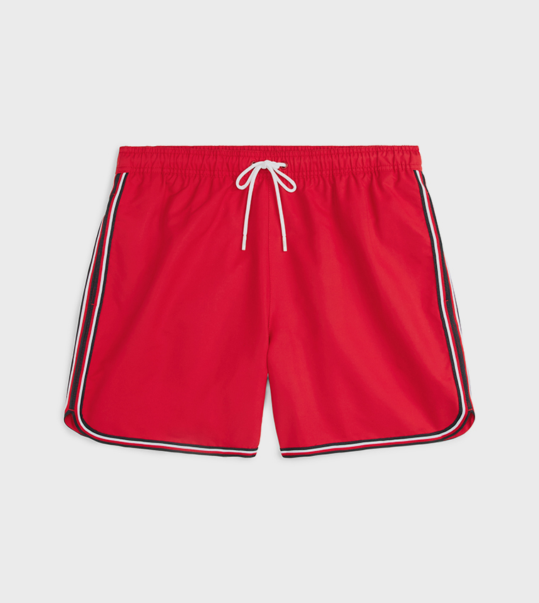 Contrast Tipping Drawstring Waist Swim Shorts