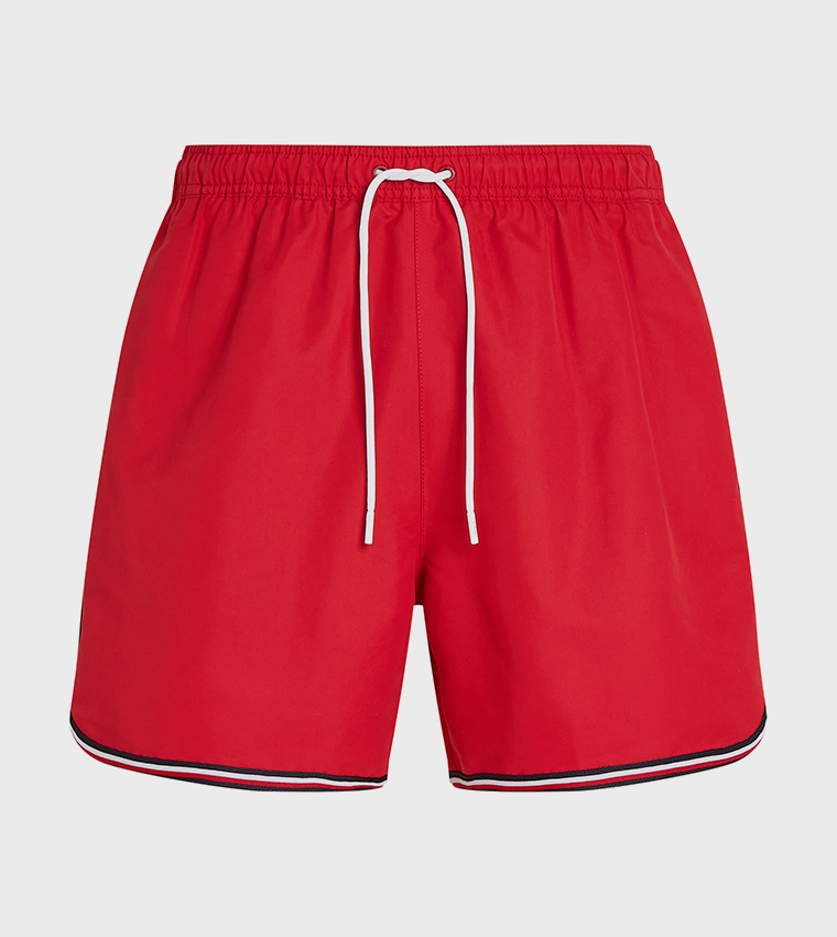 Contrast Tipping Drawstring Waist Swim Shorts