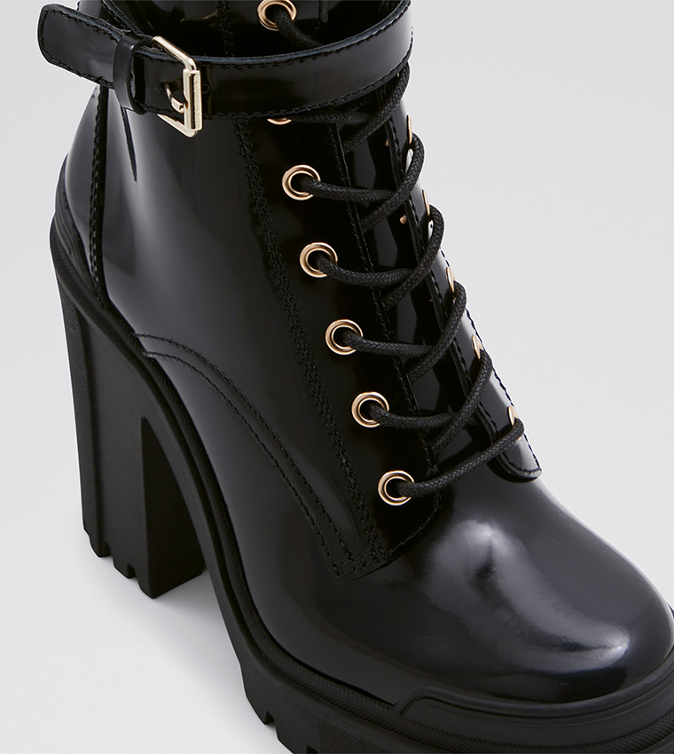 Patent lace up heeled boots 2025