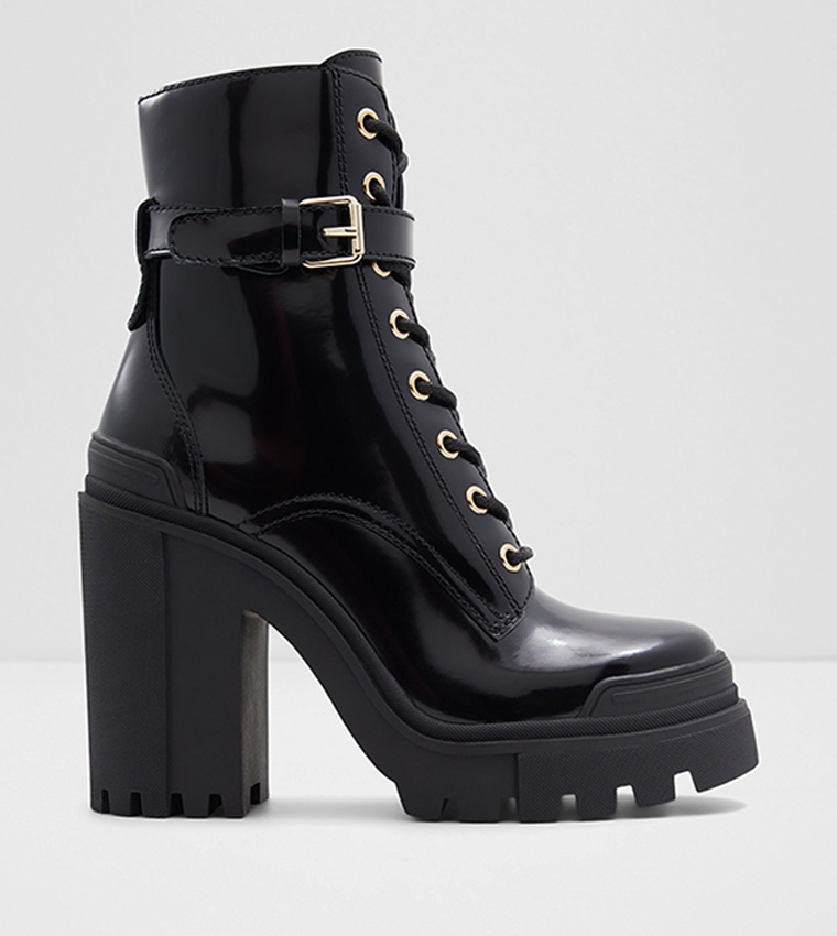 Patent lace up heeled boots 2025