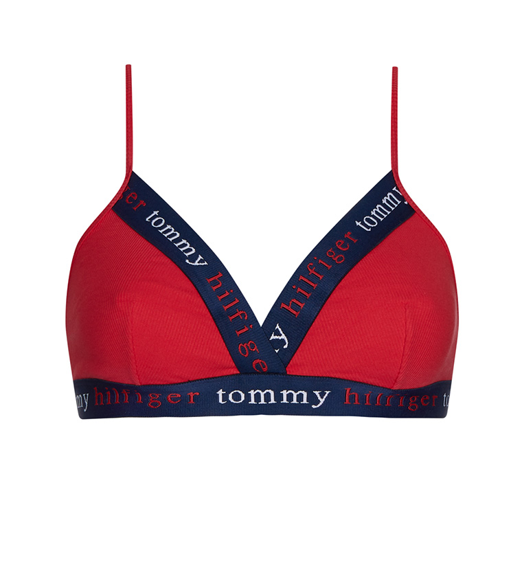 Buy Tommy Hilfiger Repeat Logo Organic Cotton Triangle Bra In Red