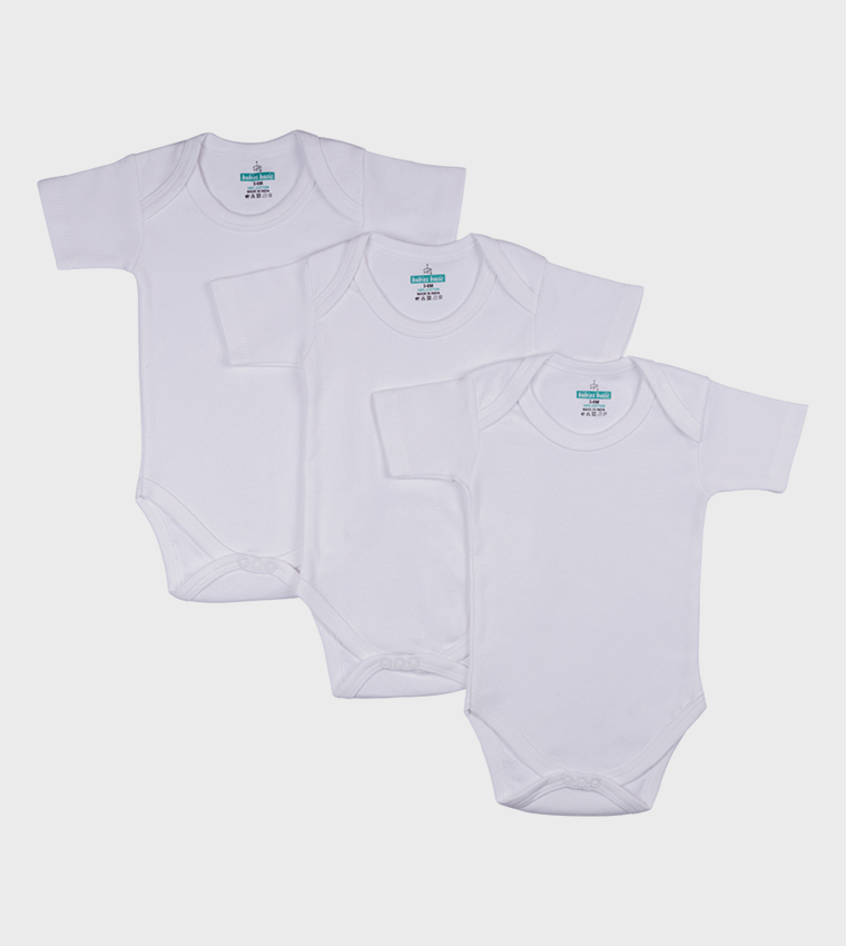 Pack of 3 - Solid Short Sleeves Onesies