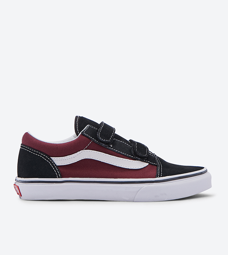 Maroon sale velcro vans