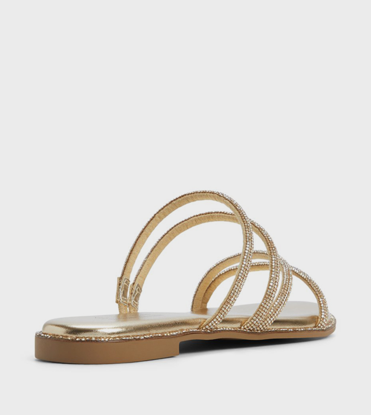 VAMIKA Embellished Strappy Flat Sandals