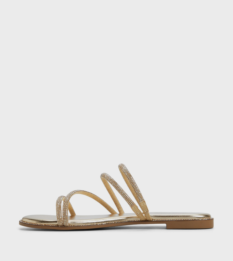 VAMIKA Embellished Strappy Flat Sandals