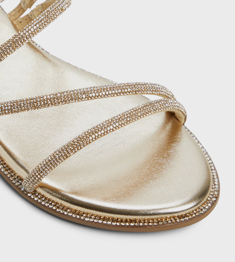 VAMIKA Embellished Strappy Flat Sandals