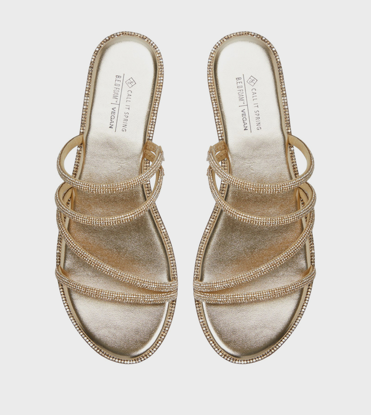 VAMIKA Embellished Strappy Flat Sandals