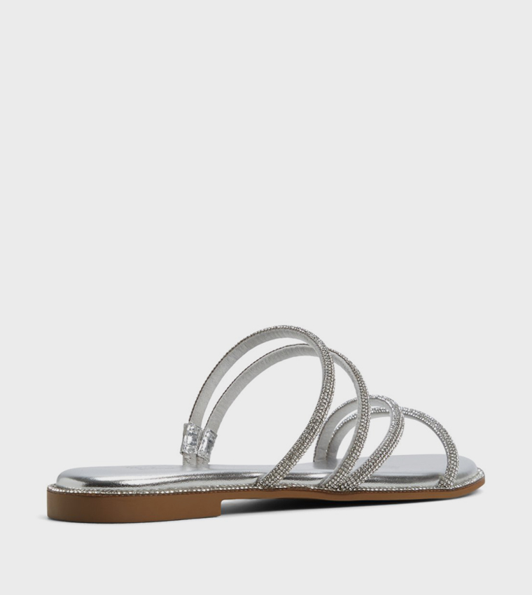 VAMIKA Embellished Strappy Flat Sandals