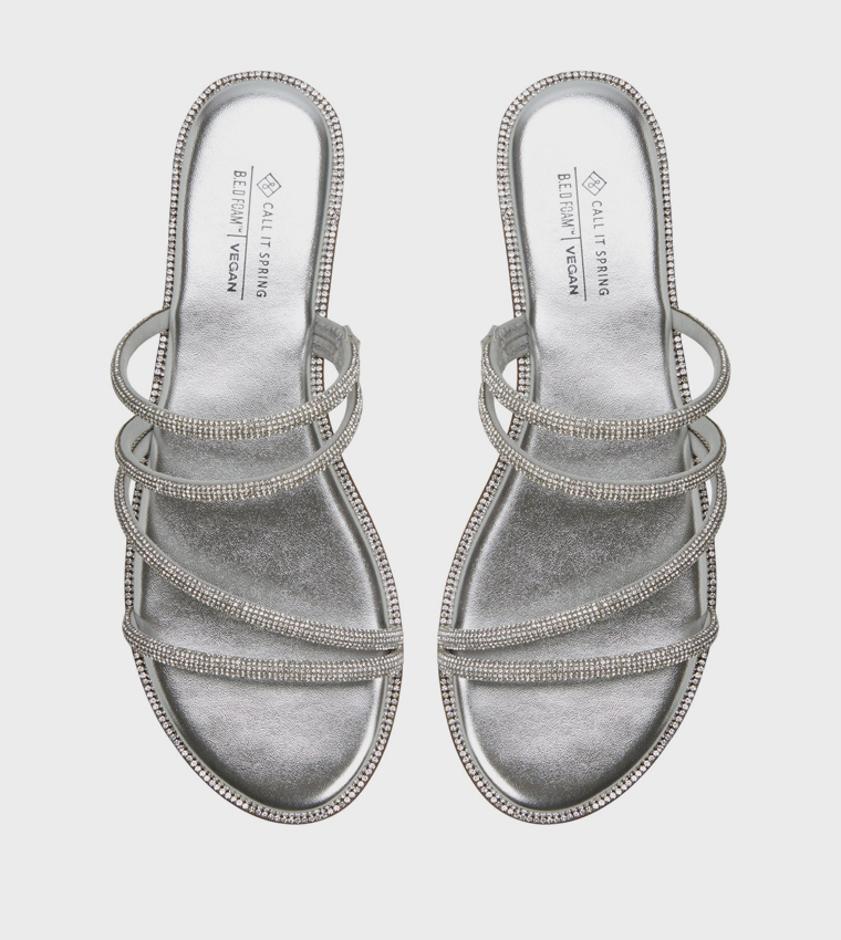VAMIKA Embellished Strappy Flat Sandals