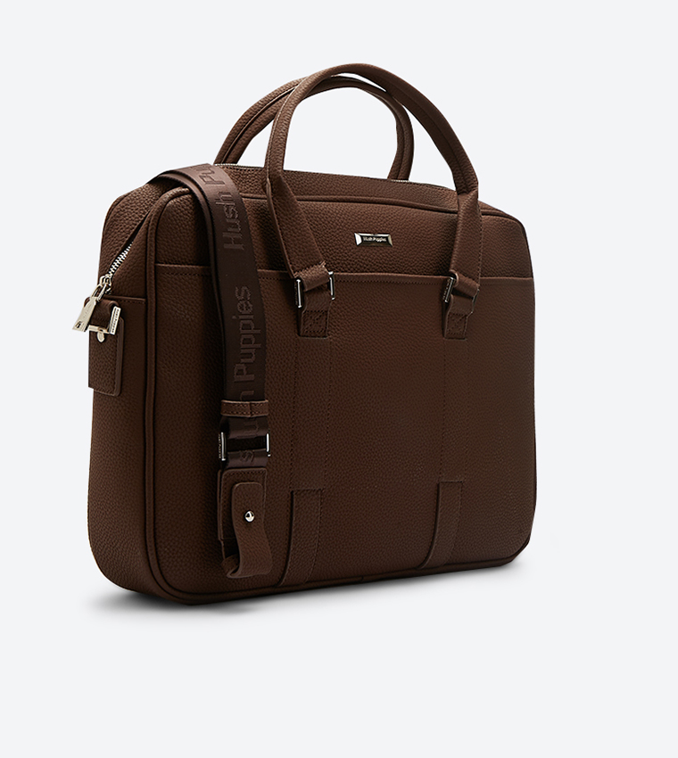 Buy Hush Puppies Henry Document Top Zip Closure Laptop Bag Brown