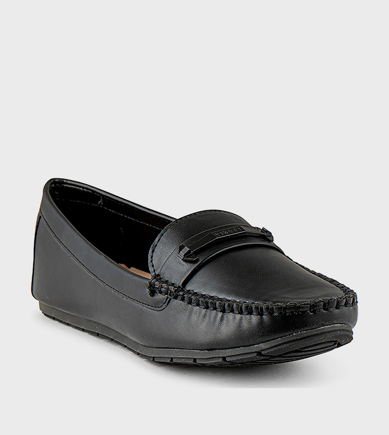 Textured Square Toe Loafers