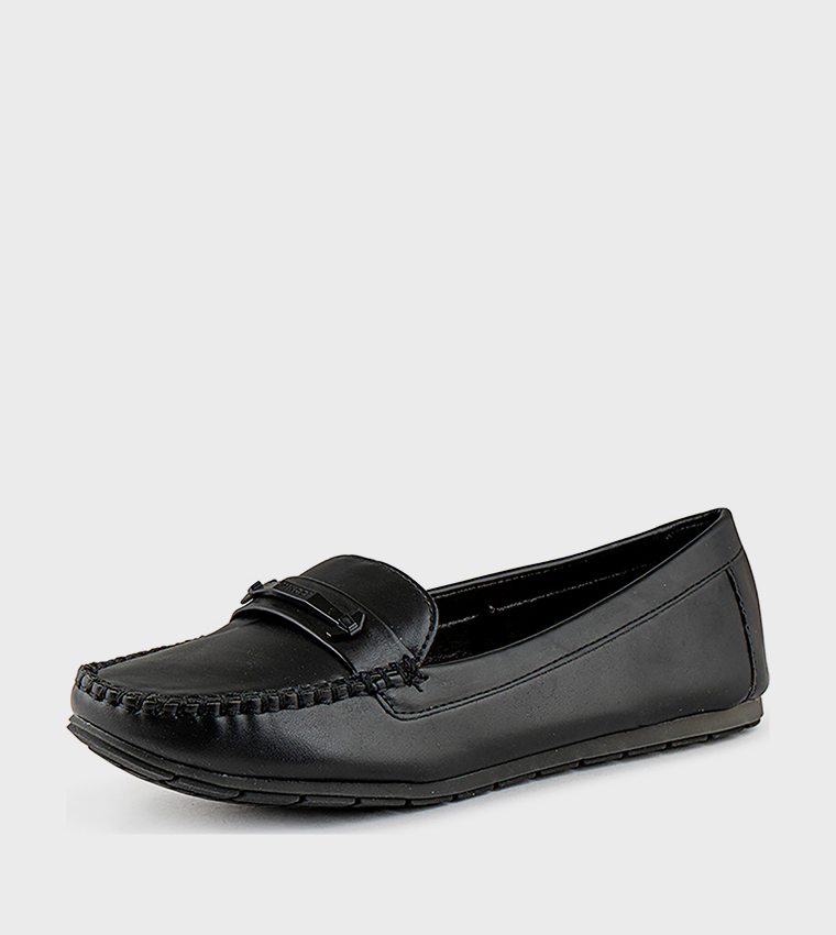 Textured Square Toe Loafers