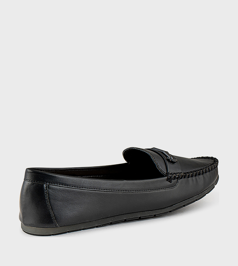 Textured Square Toe Loafers