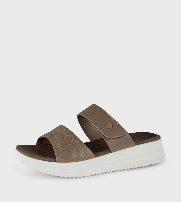 Stitch Detail Platform Sandals