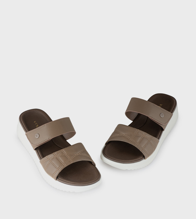 Stitch Detail Platform Sandals