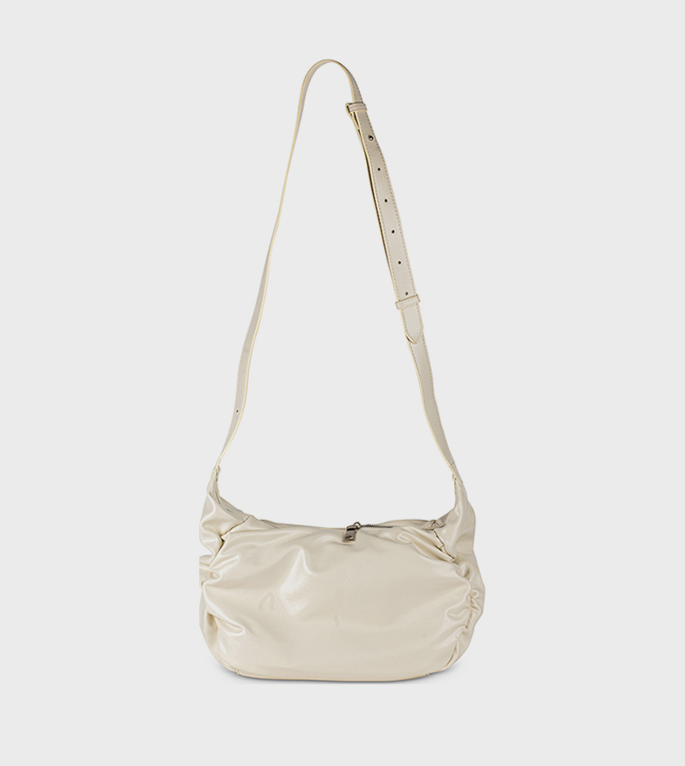 Solid Zip Closure Crossbody Bag