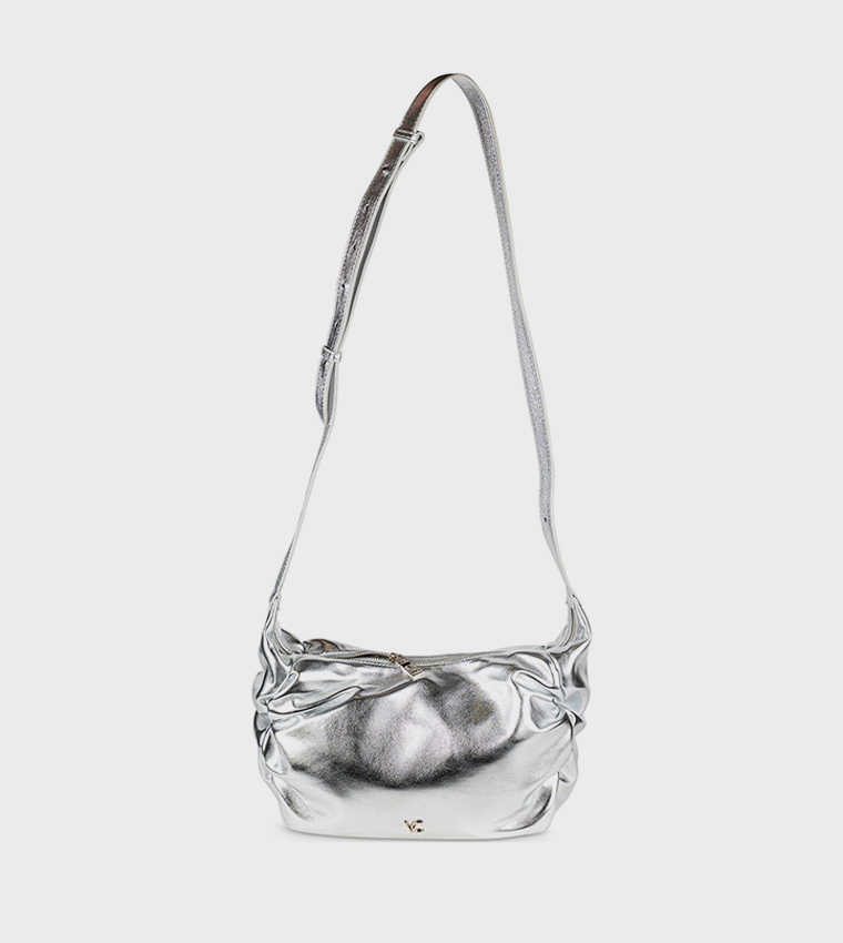 Solid Zip Closure Crossbody Bag
