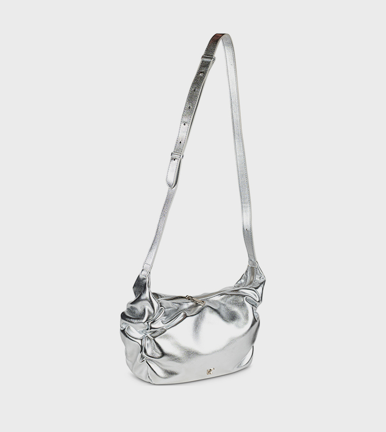 Solid Zip Closure Crossbody Bag