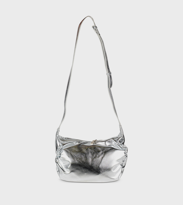 Solid Zip Closure Crossbody Bag