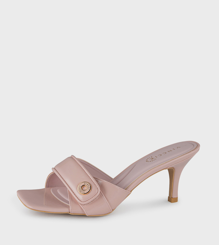 Textured Square Toe Heeled Sandals