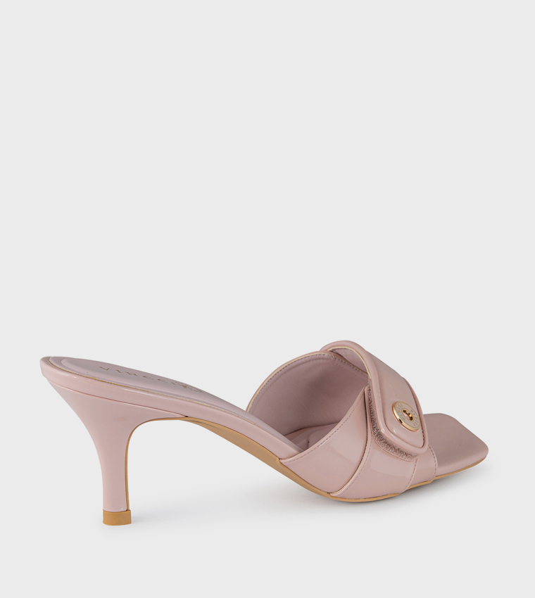 Textured Square Toe Heeled Sandals