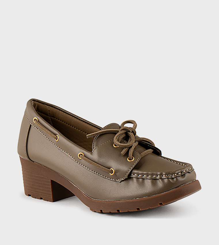 Textured Square Toe Penny Loafers