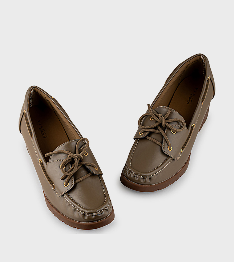 Textured Square Toe Penny Loafers