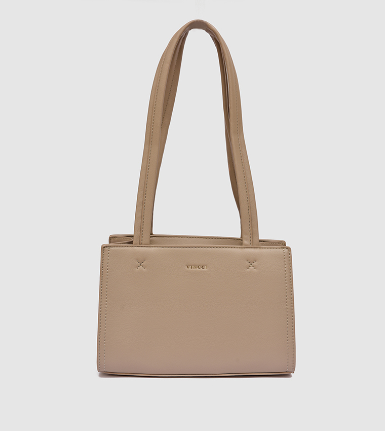 Buy VINCCI Textured Shoulder Bag In Beige 6thStreet Bahrain