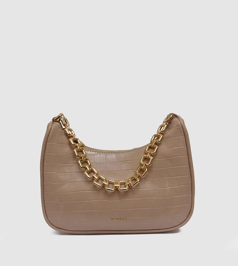 Croc Textured Shoulder Bag