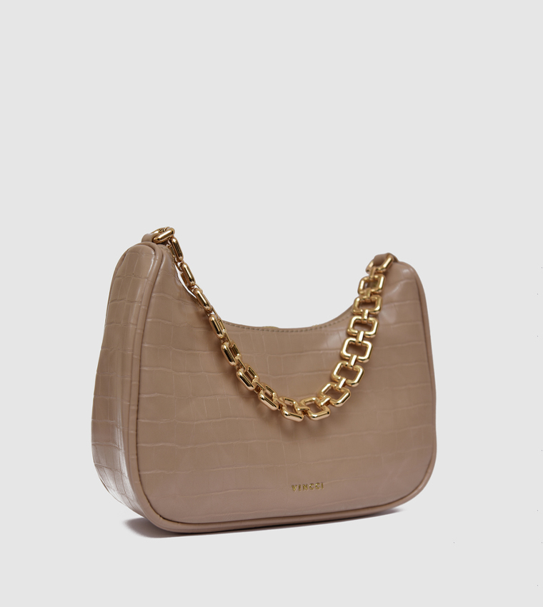 Croc Textured Shoulder Bag
