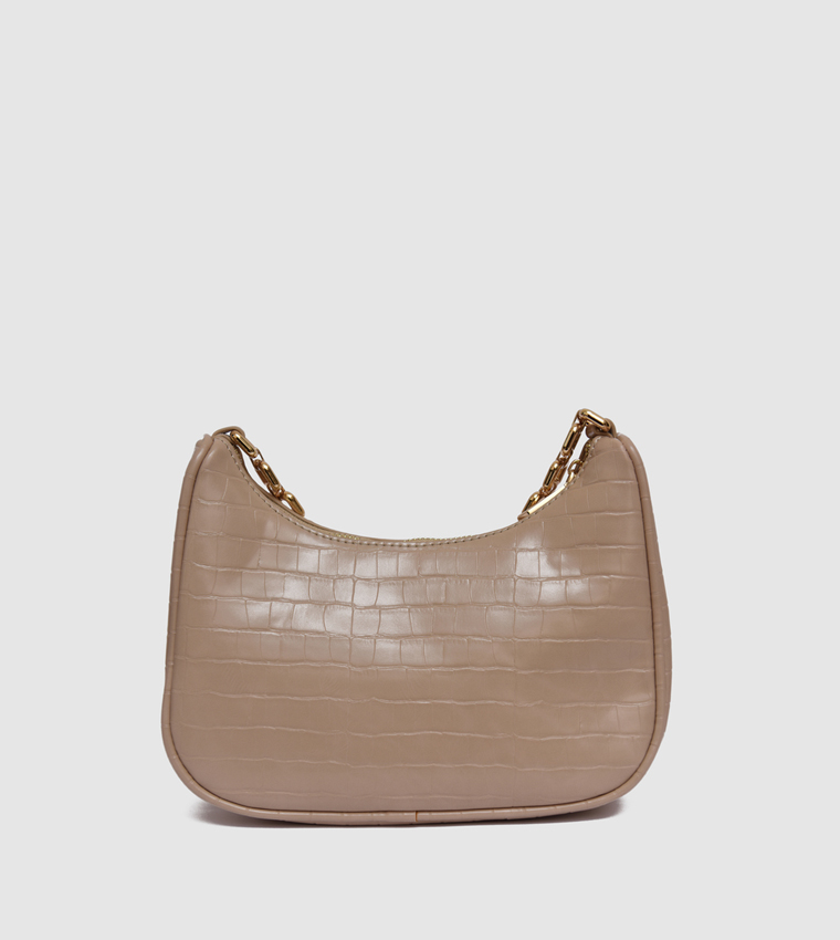 Croc Textured Shoulder Bag