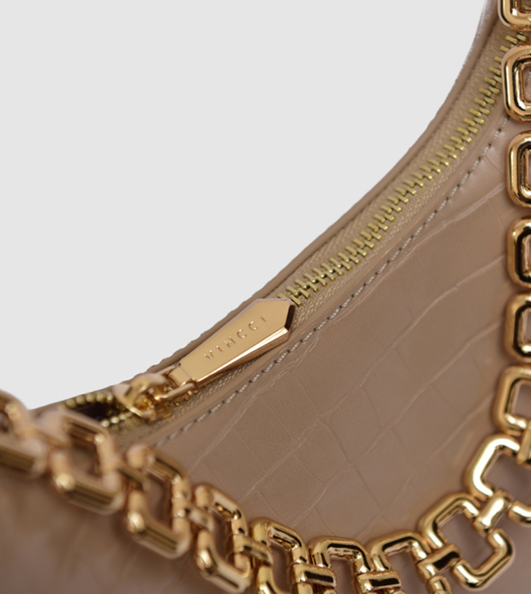 Croc Textured Shoulder Bag