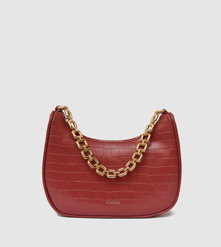 Croc Textured Shoulder Bag