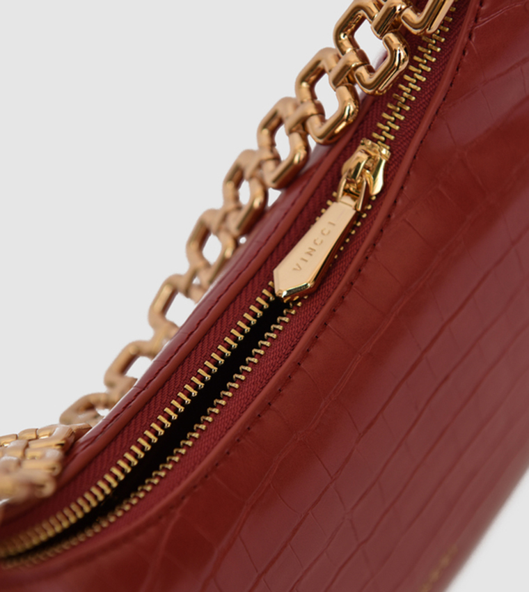 Croc Textured Shoulder Bag