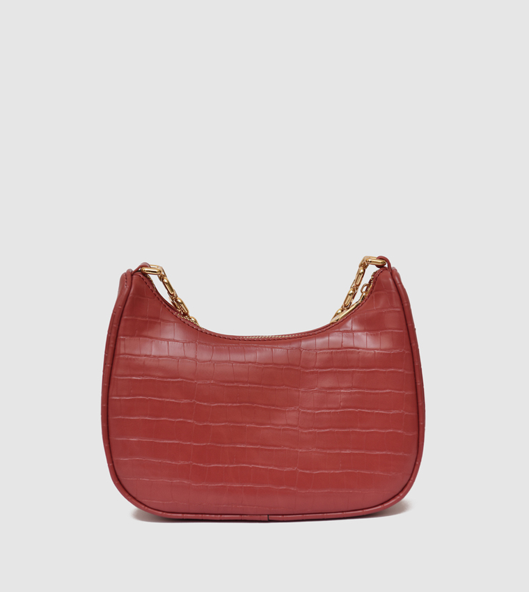 Croc Textured Shoulder Bag