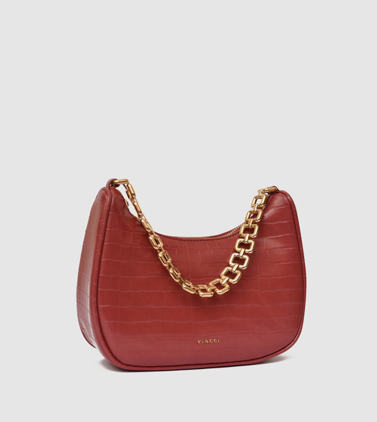 Croc Textured Shoulder Bag
