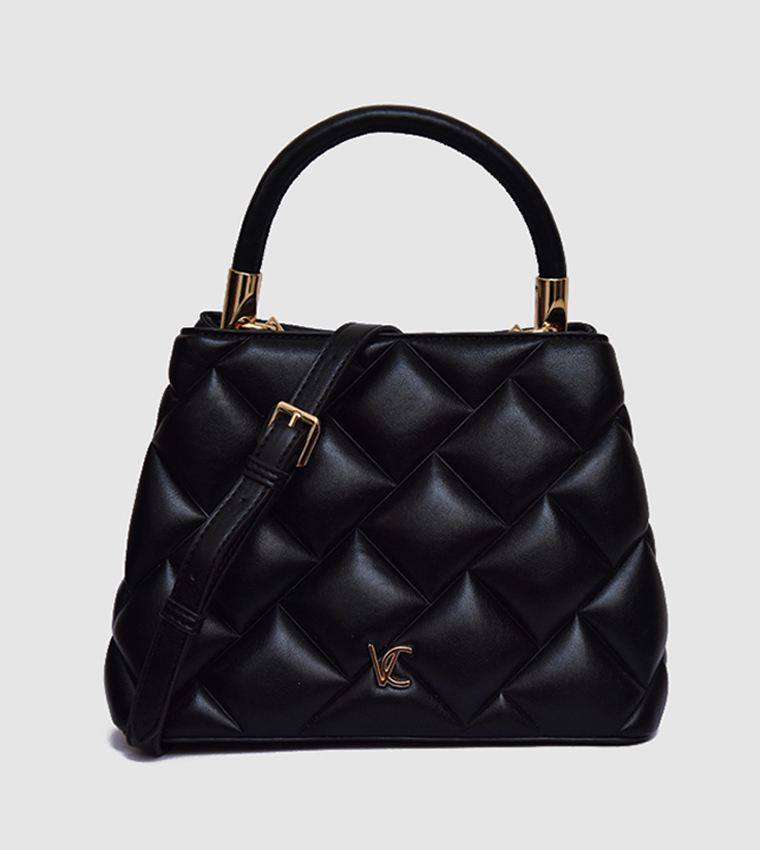 Quilted Twist Lock Satchel Bag