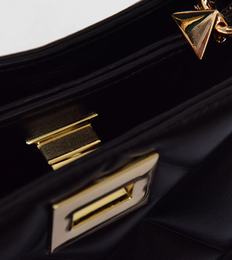 Quilted Twist Lock Satchel Bag