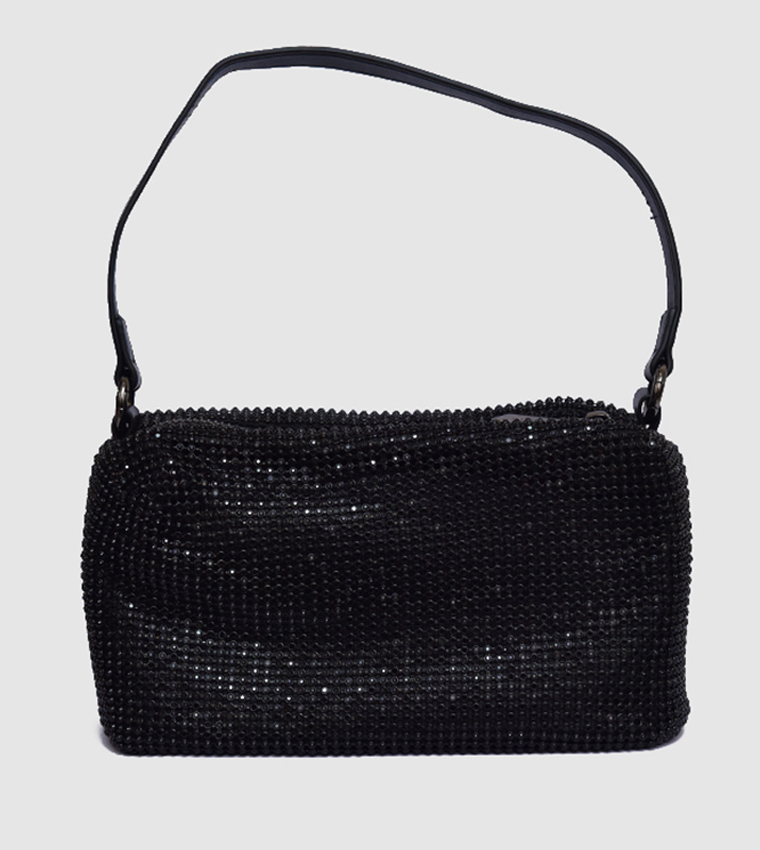 Embellished Zippered Shoulder Bag