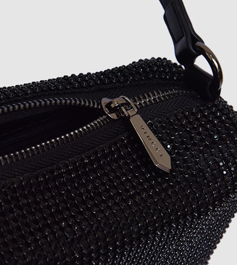Embellished Zippered Shoulder Bag